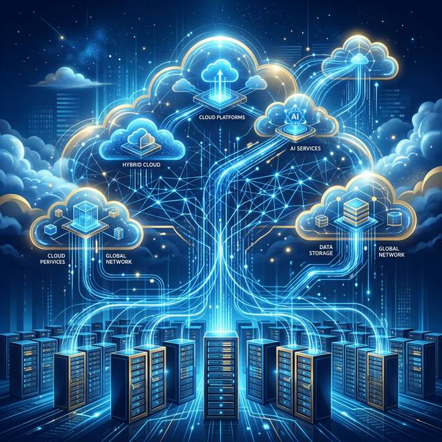 现代化的云计算数据中心或抽象云网络图